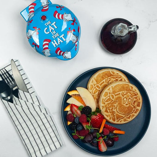 Uncanny Brands Cat in the Hat Mini Waffle Maker - Dr. Seuss Kitchen Appliance