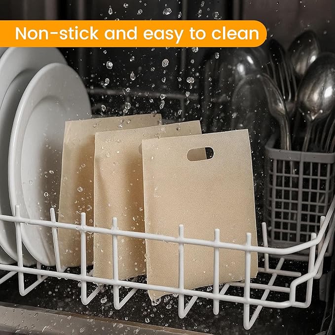 VGOODALL 12 Pack Reusable Toaster Bags, 3 Sizes Non Stick Heat Resistant Sandwich Bags Easy to Clean for Grilled Cheese Sandwiches