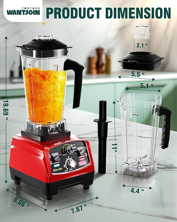 WantJoin Commercial Blender - 68oz Large Capacity Professional Blenders for Kitchen Smoothie Blender w/Powerful 2.5 HP Motor, 15 Speeds, 1-5min Timer, 30000 RPM, High Speed for Catering &Home