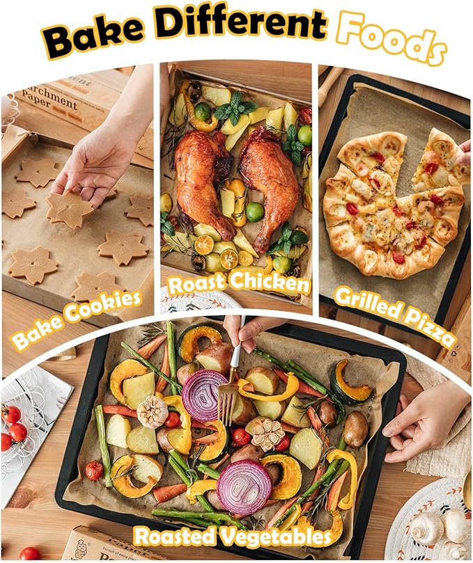 Katbite 12x16 Inch Parchment Paper Sheets, Pre cut Unbleached Baking Paper, Heavy Duty & Non-stick for Half Sheet Baking, Cooking, Grilling Wrapping Foods