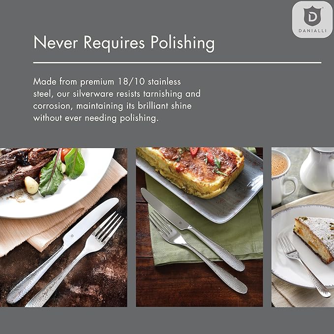 Hammered Silverware Set | Premium 18/10 Stainless Steel Flatware Service for 6 | Heavy-Duty & Dishwasher Safe | Built to Last (30-Piece, Fidenza Hammered)