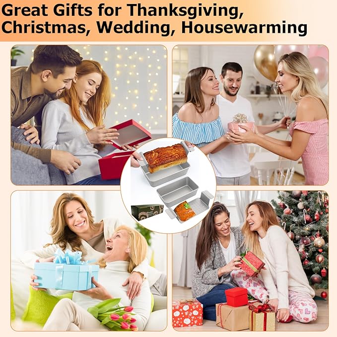 Meat Loaf Pan with Drip Tray, Meatloaf Pan 2LB, 2-Set Meatloaf Pan with Drain Tray Nonstick, Large Rectangular Pans for Baking Bread, Meat and Draining Grease Off, Oven Safe, Silver