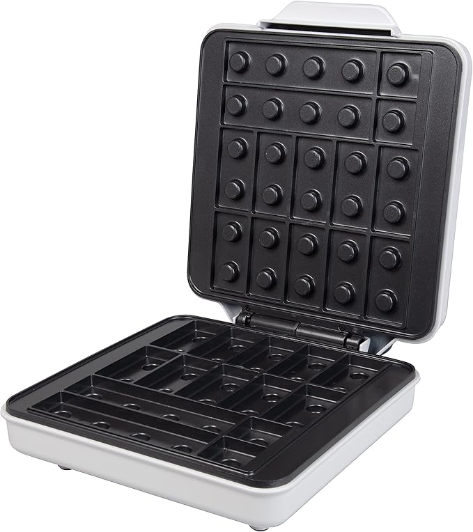 Building Brick Electric Waffle Maker- Cook Fun Buildable Waffles, Pancakes in Minutes- Build Houses, Cars & More Out of Stackable Waffles- Bite Sized for Kids, Nonstick Iron Recipes Included, Fun Gift