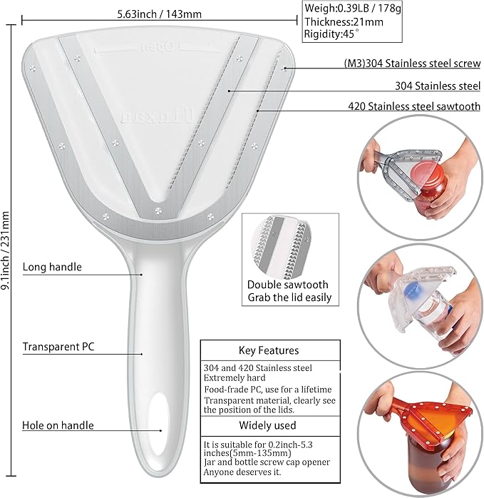 Jar Opener for Weak Hand & Seniors with Arthritis,Easy Twist Off Bottle Caps,Patent | Unique Kitchen Gadgets, Christmas Gifts for Elderly/Women/Men (Orange)