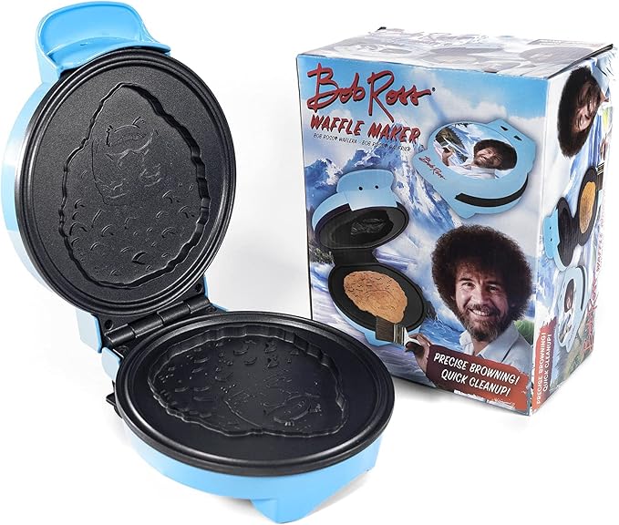 Uncanny Brands Bob Ross Waffle Maker - Bob's Iconic Face on Your Waffles - Waffle Iron