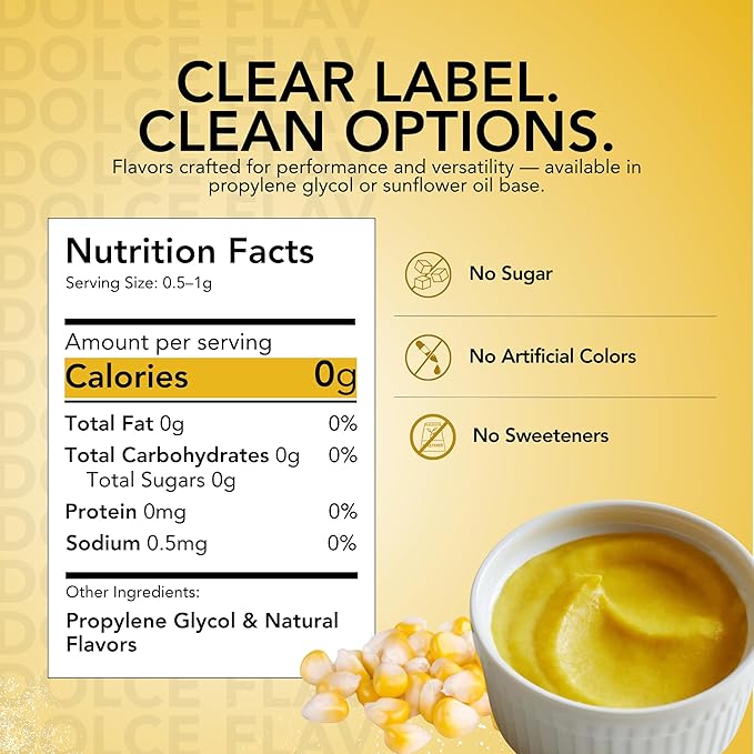Dolce Flav Natural Sweet Corn Extract – 2 Ounce Water-Soluble Kosher, Sugar-Free, Concentrated Savory-Sweet Flavor for Baking, Cornbread & Ice Cream, Includes Measured Dropper