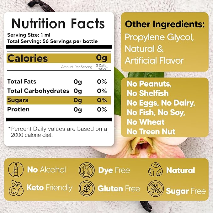 Dolce Flav Vanilla Extract – 2 Ounce Water-Soluble Kosher, Sugar-Free, Concentrated Vanilla Flavoring for Baking, Cookies & Desserts, Includes Measured Dropper