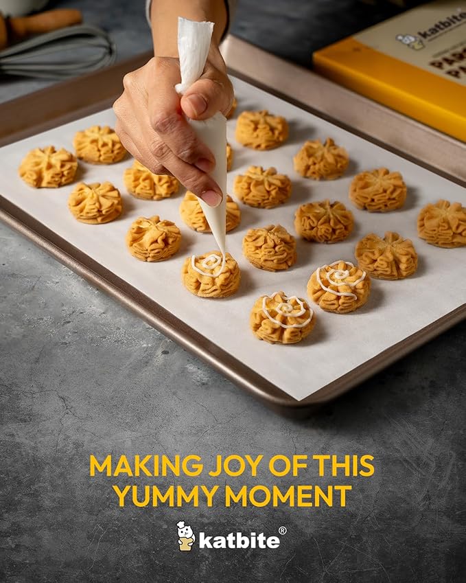 Katbite 200Pcs 9x13 inch Heavy Duty Parchment Paper Sheets, Precut Parchment Paper for Quarter Sheet Pans Liners, Baking Cookies, Bread, Meat, Pizza, Toaster Oven (9"x13")