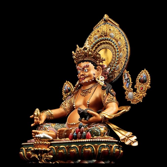 Handmade Brass Buddha Vajrayana Statue, Wax Modeling, Handicraft in Nepal, Feng Shui Decoration attracts Wealth,10.62"