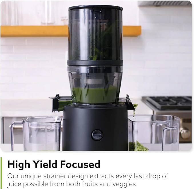 Hurom H320 Cold Press Juicer Machine, Easy to Clean Masticating Slow Juicer, Coarse Strainers, Self-Feeding, Hands Free, Family Size, Quiet Motor, Easy Assembly (Black)
