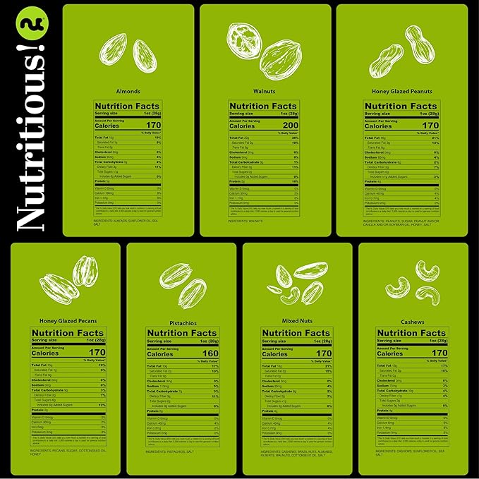 NUT CRAVINGS - Mixed Nuts Gift Basket in Black Gold Box (7 Assortments, 2 LB) Food Arrangement, Healthy Snack Care Package, Food Assortments