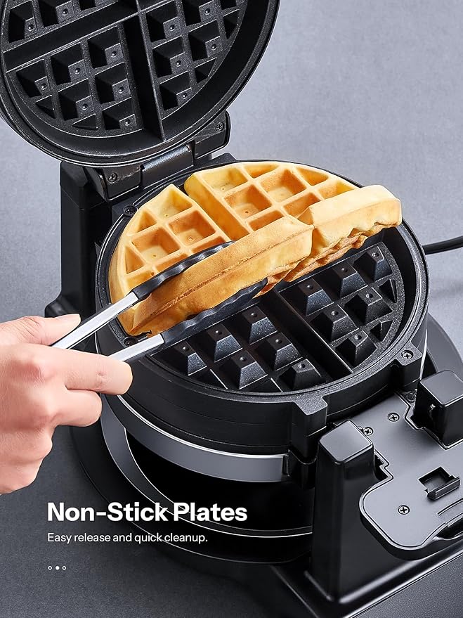 Yabano Belgian Waffle Maker - Professional Rotating Waffle Iron with Double Flip Technology, Nonstick Plates, Removable Drip Tray & Cool-Touch Handles