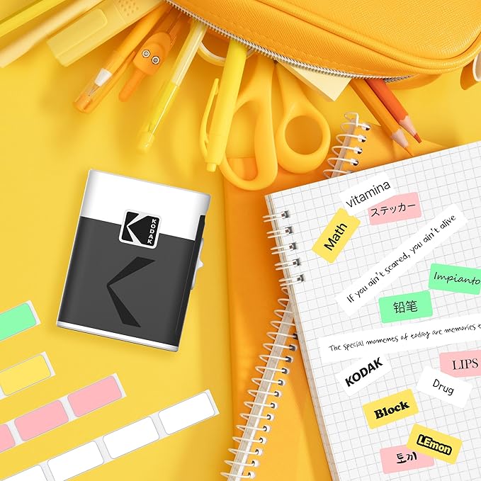 KODAK Label ERA Label Maker Machine, Yellow (Label Printer with 1 Roll Sticker Label)