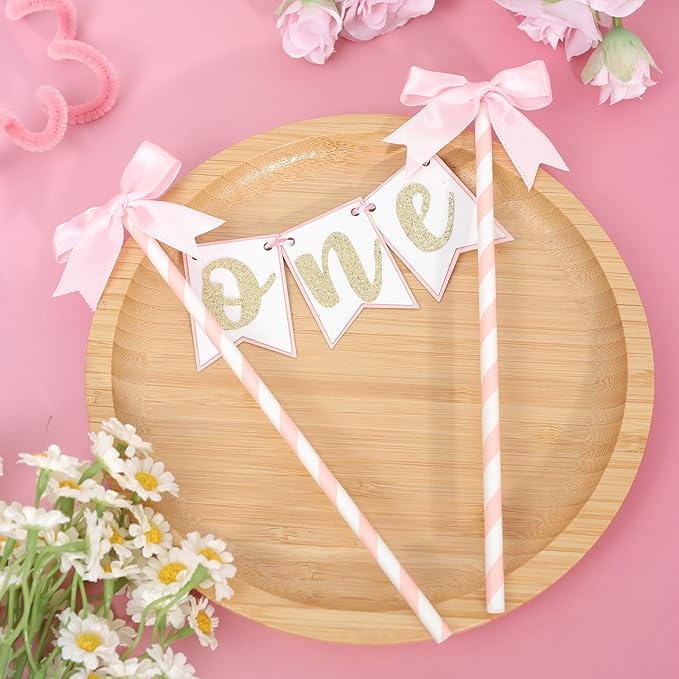 Pink Bow Ribbon Cake Topper - Bow Birthday Cake Topper,Coquette Themed Party Supplies,She's Tying The Knot,Bow 1st Birthday Cake Smash