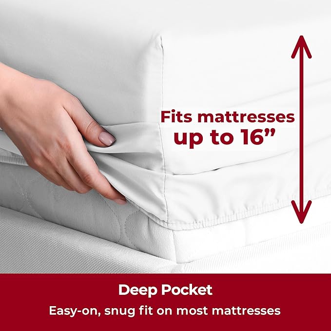 Mellanni Twin Sheets Set - 3 PC Iconic Collection Bedding - Hotel Luxury, Extra Soft, Cooling Bed Sheets - Wrinkle, Fade, Stain Resistant (Twin, White)