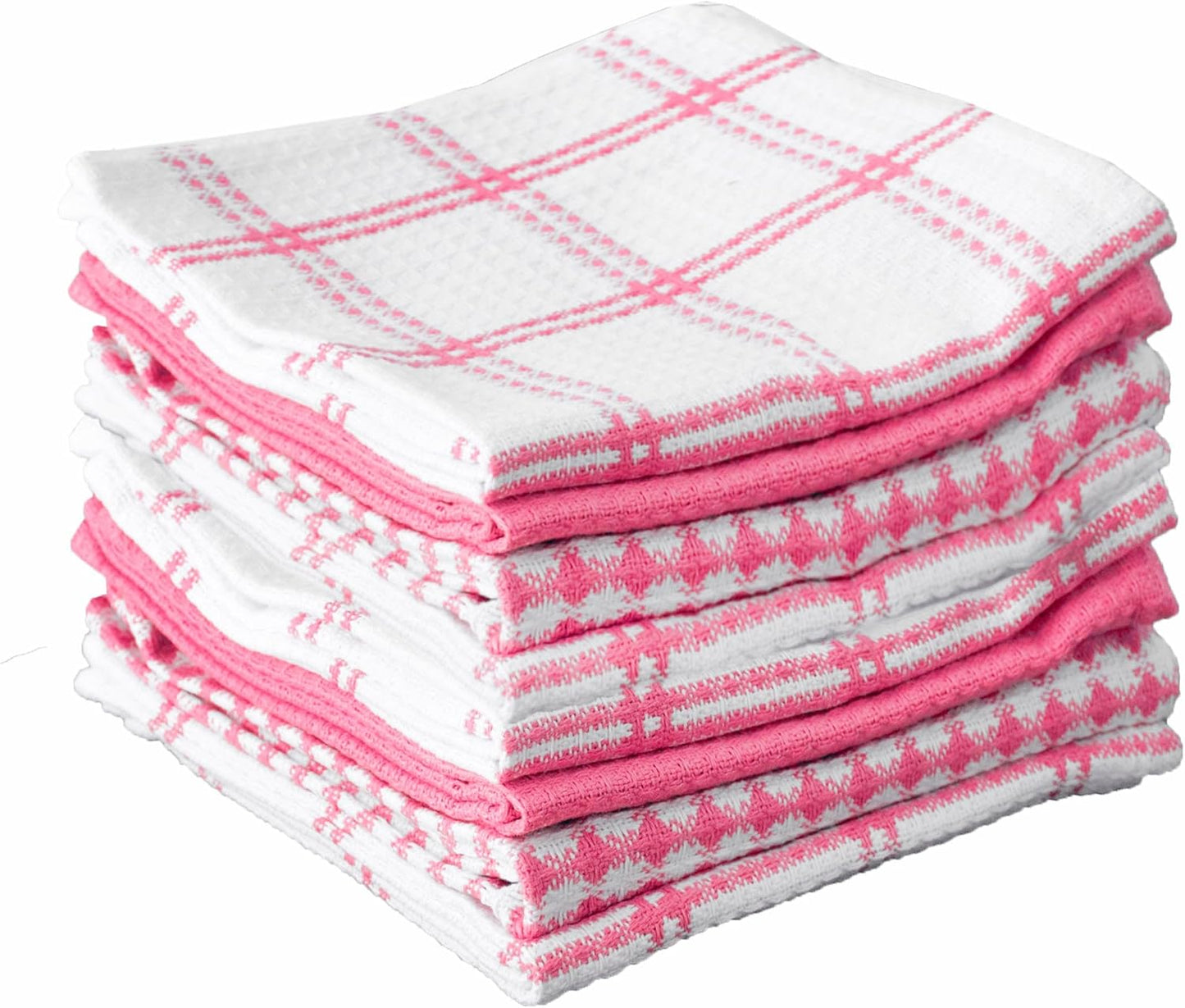 T-Fal Premium Waffle Dish Cloths: Highly Absorbent, Super Soft Long Lasting - 100% Cotton, 12"x13" Flat Waffle Dish Towel for Cleaning & Drying Dishes, (8-Pack), Pink