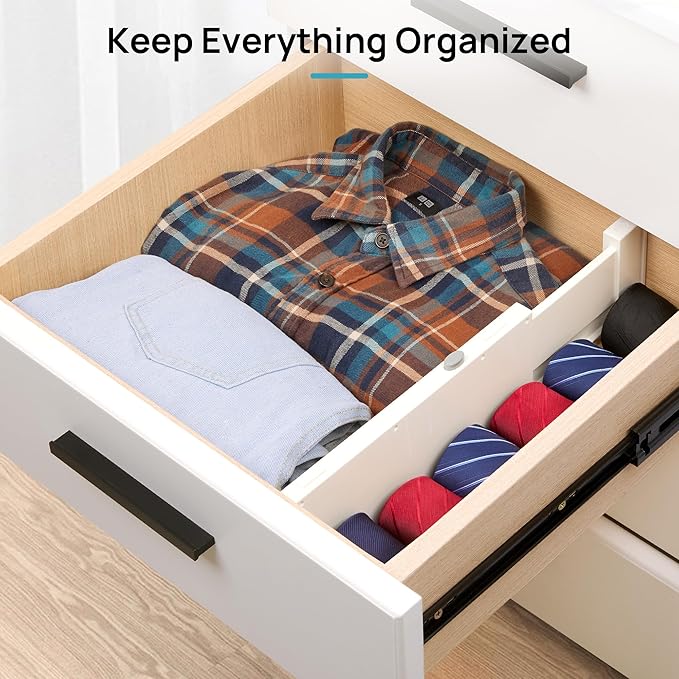 Vtopmart 12 Pack Drawer Dividers for Clothes, 4" High 11.6"-17" Adjustable Expandable Dresser Drawer Organizer, Plastic Drawers Separator for Dresser, Baby Clothes, Underwear, Kitchen & Office Storage