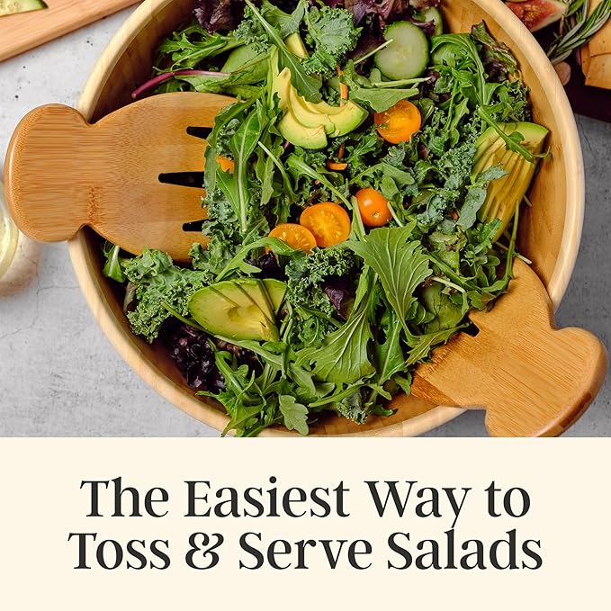 Totally Bamboo Salad Hands – Bamboo Salad Serving Utensils for Serving & Tossing