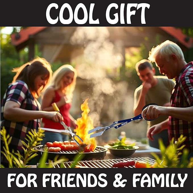 BBQ Croc 3-in-1 Barbecue Tool Pack - 15-inch & 18-inch with Light - Extra Light Tongs, Spatula and Grill Scraper (18 inch + 15 inch with Flashlight)