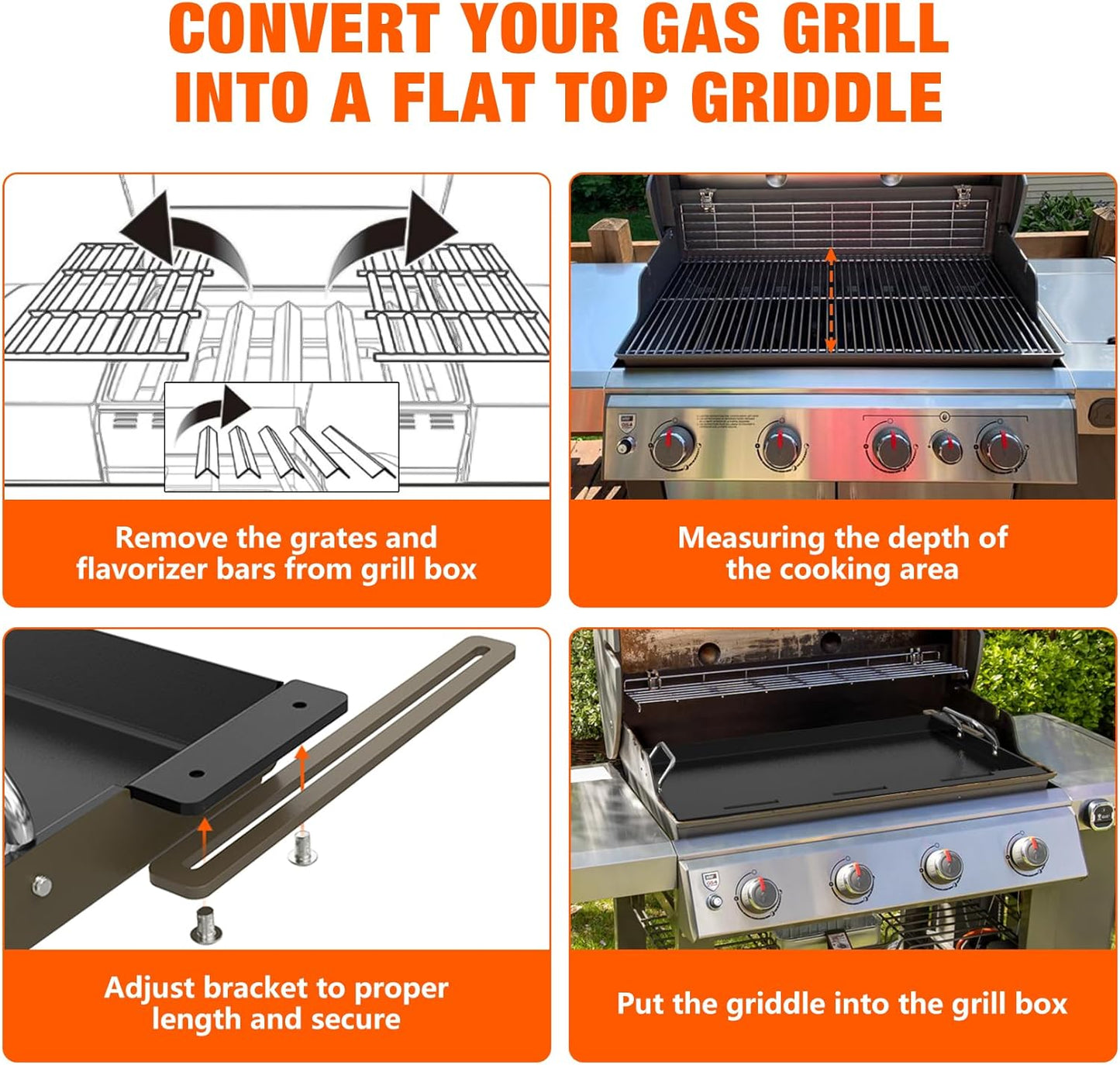 Stanbroil Full Size Griddle Insert for Most 4-Burner Gas Grill Universal Flat Top Grill Griddle for Weber, Royal Gourmet, Cuisinart, Char-Broil, Nexgrill, Napoleon, Dyna-Glo, Monument Grills and More