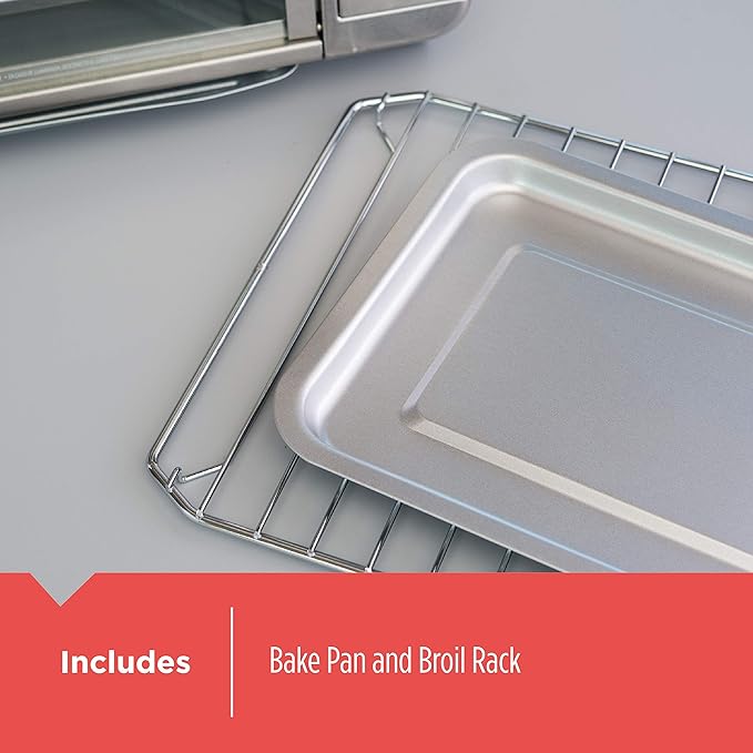 Black+Decker Countertop Convection Toaster Oven, 8 One-touch Cooking Functions, Stainless Steel