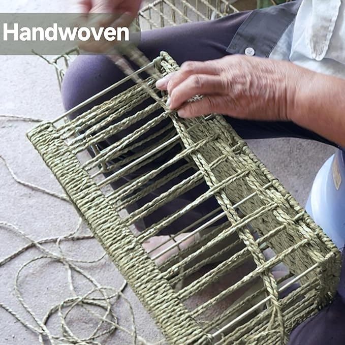 StorageWorks Bathroom Vanity Tray for Countertop, Bathroom Counter Tray for Decorative, Toilet Paper Baskets, Green, Larger, 2 Pack