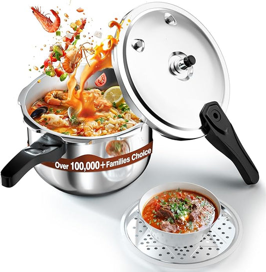 WantJoin Pressure Cooker, 11 Quart Stainless Steel Pressure Canner, Induction Compatible Cookware with Spring Valve Safeguard Devices,Compatible with Gas & Induction Cooker