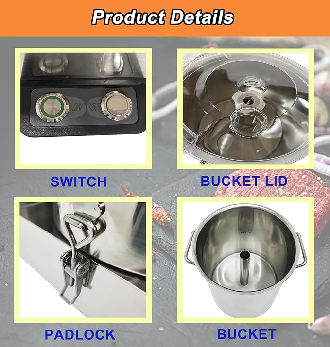 TECHTONGDA 9L Food Processor & Vegetable Chopper, Commercial Meat Grinder, Stainless Steel Electric Chopper, Adjustable Speed Meat Mincer, Multi-Function for Chopping Vegetables, Meat, Grains, Nuts