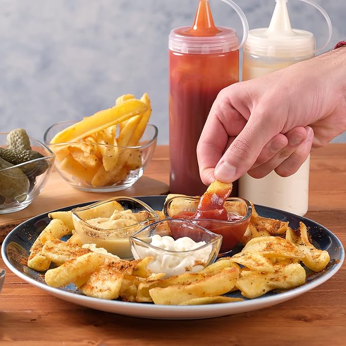 Volarium Mini Glass Prep Bowls Set of 6, 2 1/4 oz Capacity, Modern Style, Round Glass Bowl Set, Condiment & Spice Bowls, Transparent, Dishwasher & Microwave Safe