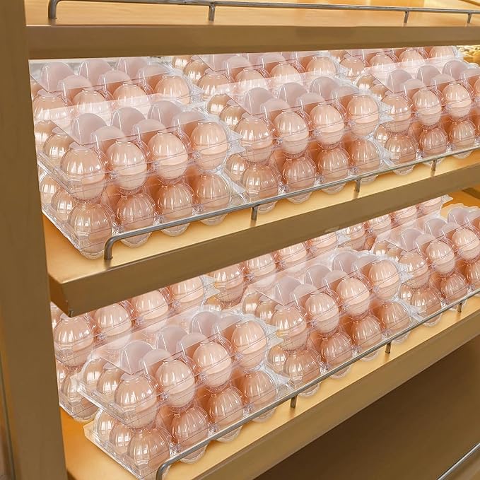 Youeon 60 Pcs Plastic Egg Cartons 12 Count, Clear Egg Cartons for Chicken Eggs 3x4 Grid, Reusable Eggs Carton Bulk Perfect for Family, Farm, Markets, Display, Camping -Medium