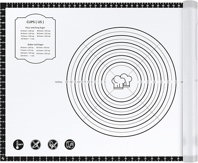 Silicone Baking Pastry Mat,36" x 24" Large Non Stick Sheet Mat with Measurement, Non-slip Food Grade Dough Rolling Mat for Making Cookies,Macarons,Bread