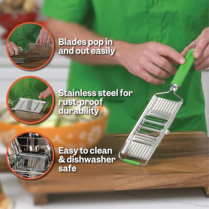 Slicer – Amazing Veggie Slicer for Effortless Kitchen Prep Made Simple! – Use it as a Food Shredder, & Grater - Multifunctional with Non-Slip Handle & Base