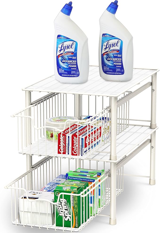 Simple Houseware Stackable Basket Drawer, White