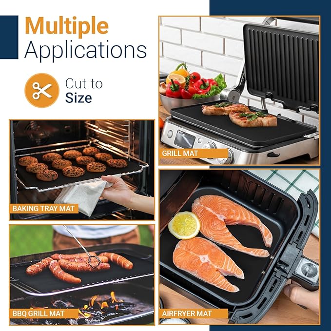 Oven Liners for Bottom of Oven - 3 Pack Large Heavy Duty Mats, 16.25”x23” Non-Stick Reusable Liner for Electric, Gas, Toasters, Grills - BPA & PFOA Free Kitchen Accessory to Keep It Clean (Black)