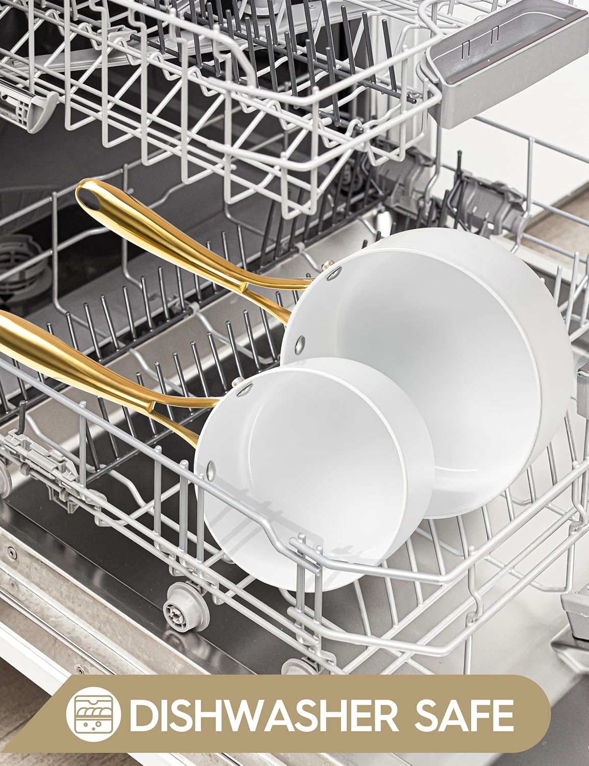 MICHELANGELO 1 Quart Nonstick Saucepan with Lid, Non-Toxic Ceramic Sauce Pan with Ergonomic Handle, 1 Qt Small Pot, Oven-Safe, White