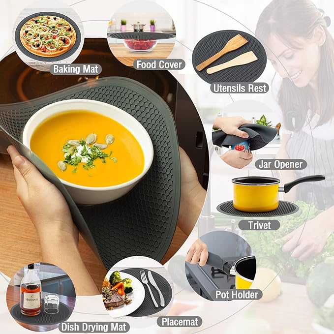 2 in 1,WENWELL Microwave Splatter Cover for Food & Mat, Vented Collapsible Kitchen dish bowl Plate lid Can be Hung, Easy to Shake Hands,Drainer Basket,BPA-Free Silicone & Plastic