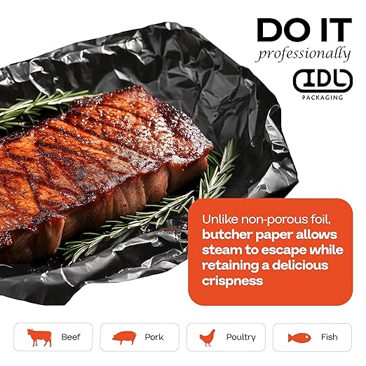 Black Butcher Paper 18" x 12000" (1000 feet) - USA-Made Natural Butcher Paper Roll for Meat and Fish - Uncoated, Unwaxed & Food-Grade Material for Grilling - BBQ Papers for Smoking by IDL Packaging