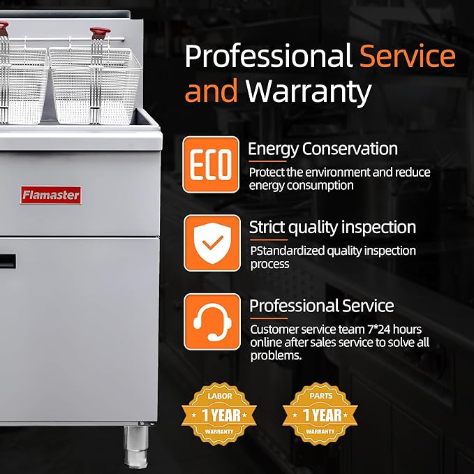 Commercial Gas Floor Fryer with 2 Baskets, 150000 BTU Propane Fryer - Only Commercial Use, 5 Heating Tubes, 80 lb Capacity Deep Fryer for Restaurants, Fast Food, Food Trucks