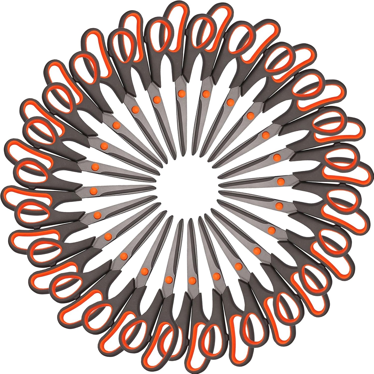 24 Pack Titanium Scissors, Rkqoa 8" All Purpose Scissor Bulk - 2.5mm Thick Sharp Scissors for Office School Sewing Craft Supplies, Classroom Must have, Teacher/Class Shears, Right/Left Handles