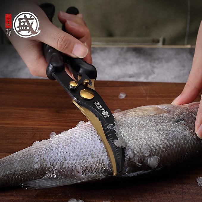 MITSUMOTO SAKARI Kitchen Scissors Heavy Duty, Poultry Shears Titanium Steel for Cutting Chicken Meat & Bones