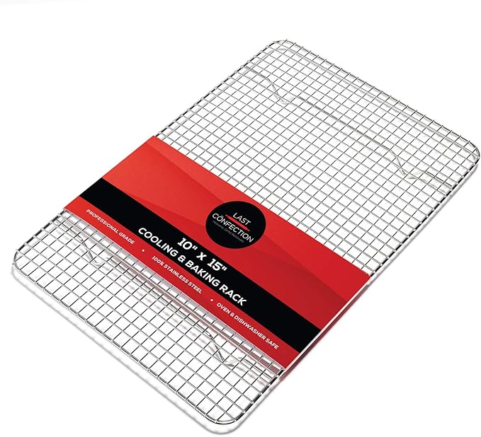 Last Confection Stainless Steel Baking & Cooling Rack - 10" x 15" - Cookie Baker's Oven Sheet Pan Wire Rack