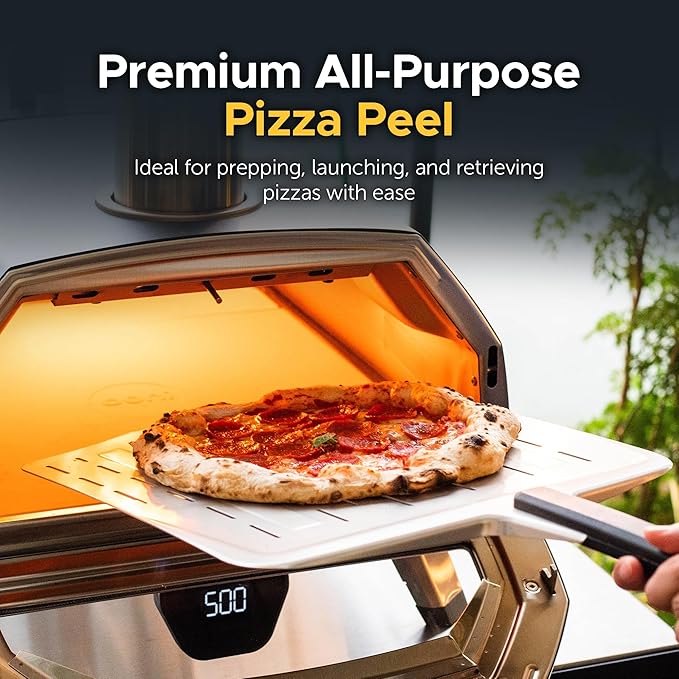ooni 14" Perforated Pizza Peel Turning Peel 14" Bamboo Serving Pizza Peel - Essesntial Pizza Oven Accessories Bundle