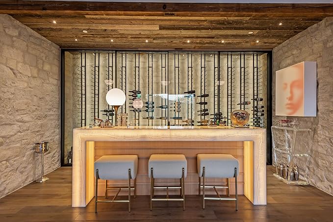 Ultra Wine Racks Floor-to-Ceiling Mount Display (2 Side, Triple Deep, Black, Holds 126 Wine Bottles) - Modern Metal Wine Storage for Wine Cellars, Home Bars, Kitchens, & Dining Rooms