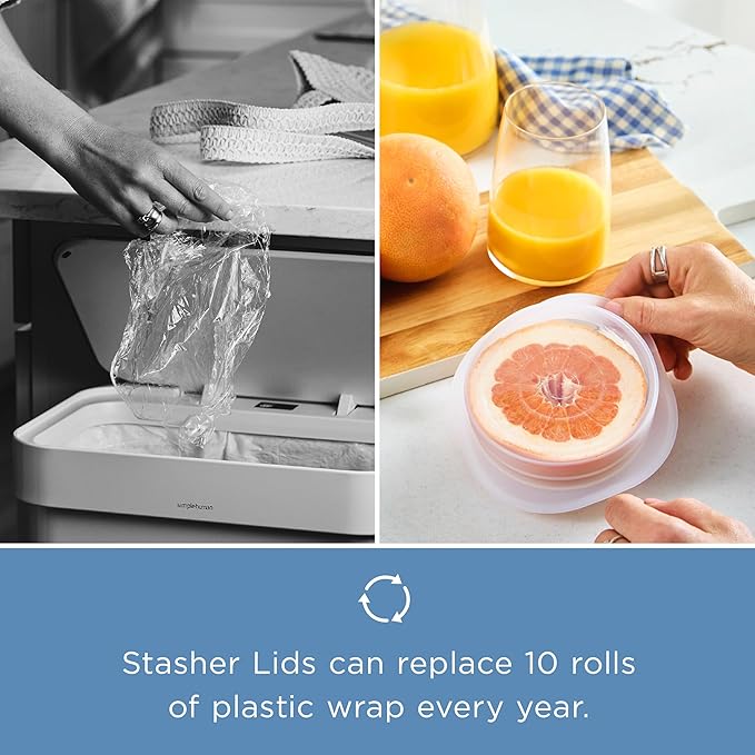 Stasher Premium Reusable Silicone Stretch Lids 3-Pack Box - Large, Clear, 9” Lids, Airtight Seal, Food Container Covers, BPA Free, Leak-free, Dishwasher Safe, Microwave Safe, Eco-Friendly