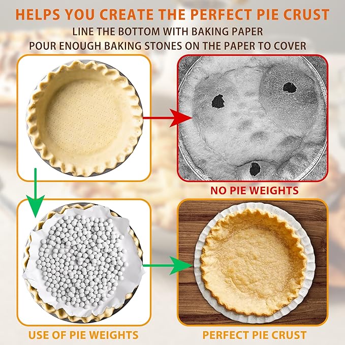 MOBYKE Pie Weights for Blind Baking, 2.2 LB Ceramic Pie Weights Blind Baking Beads Pie Weights for Baking Crust Reusable Natural Ceramic Stoneware with Storage Box…, big white