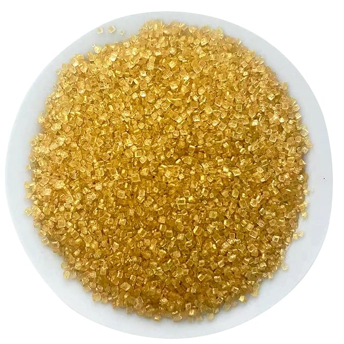 Sentovac Gold Sanding Sugar for Baking Edible Sparkling Sugar Sprinkles Coarse Sugar Crystals for Baking Topping Cake Cookie Cupcake Topper Ice Cream Decoration Supplies 3.2 OZ