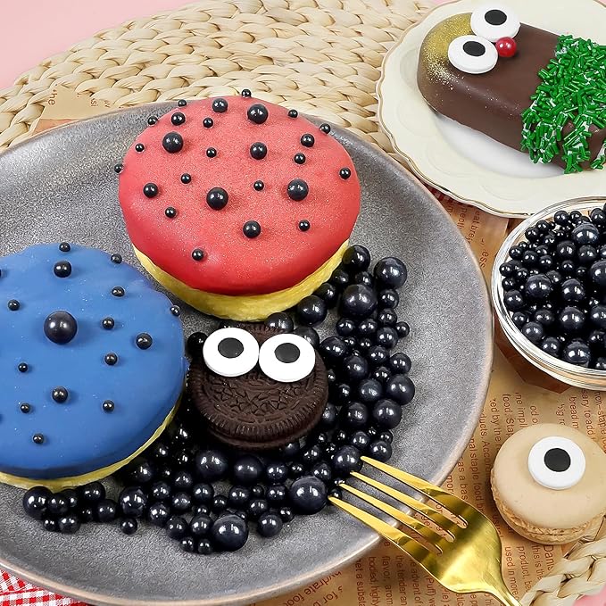 Black Pearl Sugar Sprinkles, Edible Black Sprinkles for Cake Decorating, 150g/5.29oz, Baking Cake Decorations, Ice Cream Toppers, Cupcakes, Cookies, Birthday, Wedding Party Chirstmas Supplies