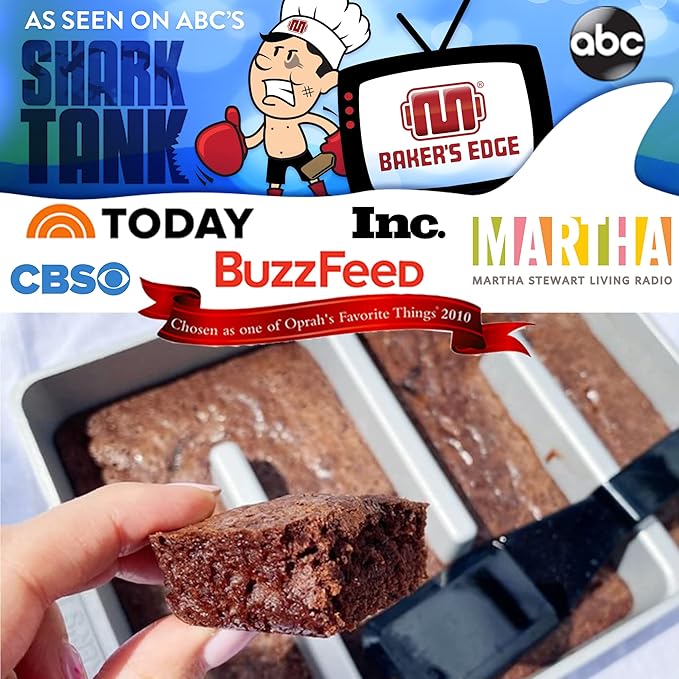 Baker's Edge Brownie Pan Complete Set (Includes Lid & Wedge) The Original All Edges Brownie Pan for Baking, Premium Doble Nonstick Coating, Heavy Gauge Cast Aluminum - Rectangular 9x12 Size Baking Pan