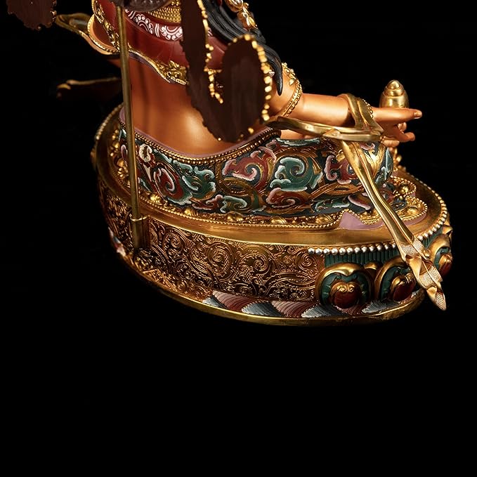 Handmade Brass Buddha Vajrayana Statue, Wax Modeling, Handicraft in Nepal, Feng Shui Decoration attracts Wealth,10.62"