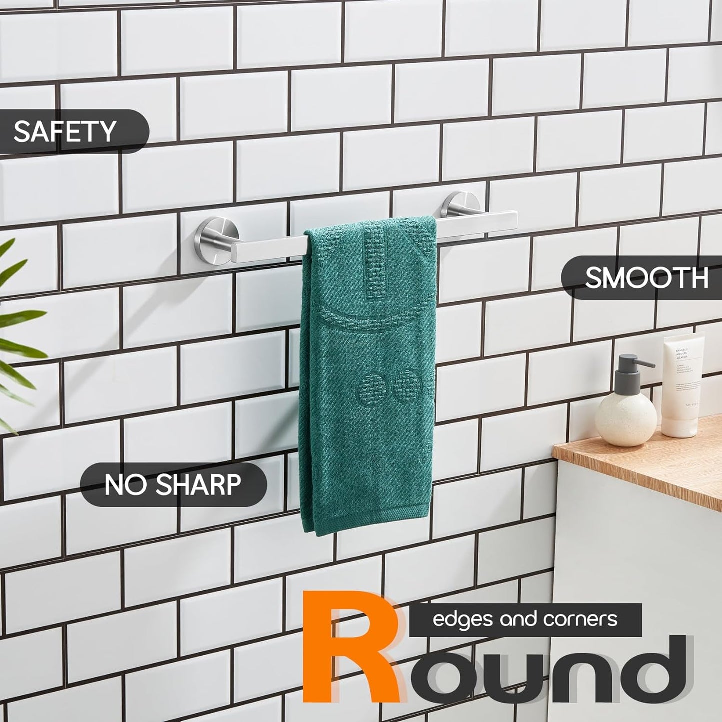 16 Inch Bathroom Towel Bar Bath Towel Rack Kitchen Towel Holder Towel Hanger Wall Mounted SUS304 Stainless Steel 2 Pack Brushed Nickel AN4001BR-L16-P2